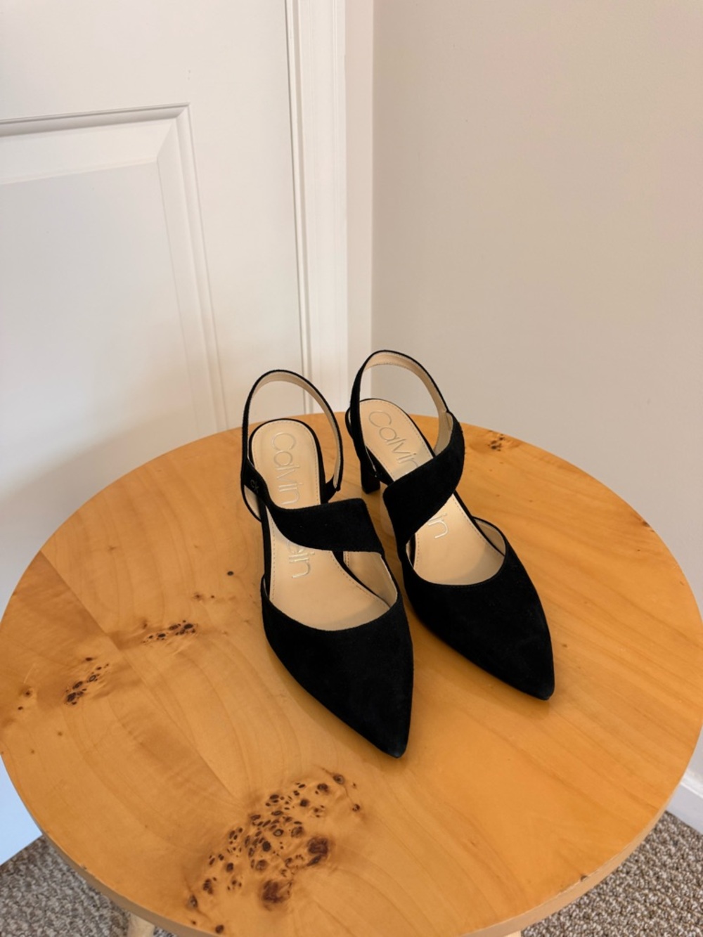 Calvin Klein Black Pointed Slingback Heels